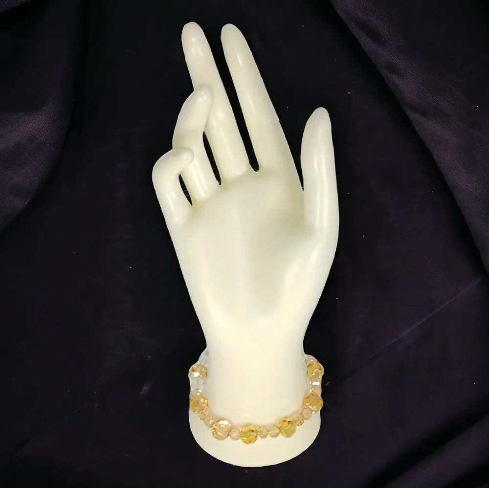 Chunky Shimmering Glass Beaded Stretch Bracelet Bling Luxe Glam Old Hollywood